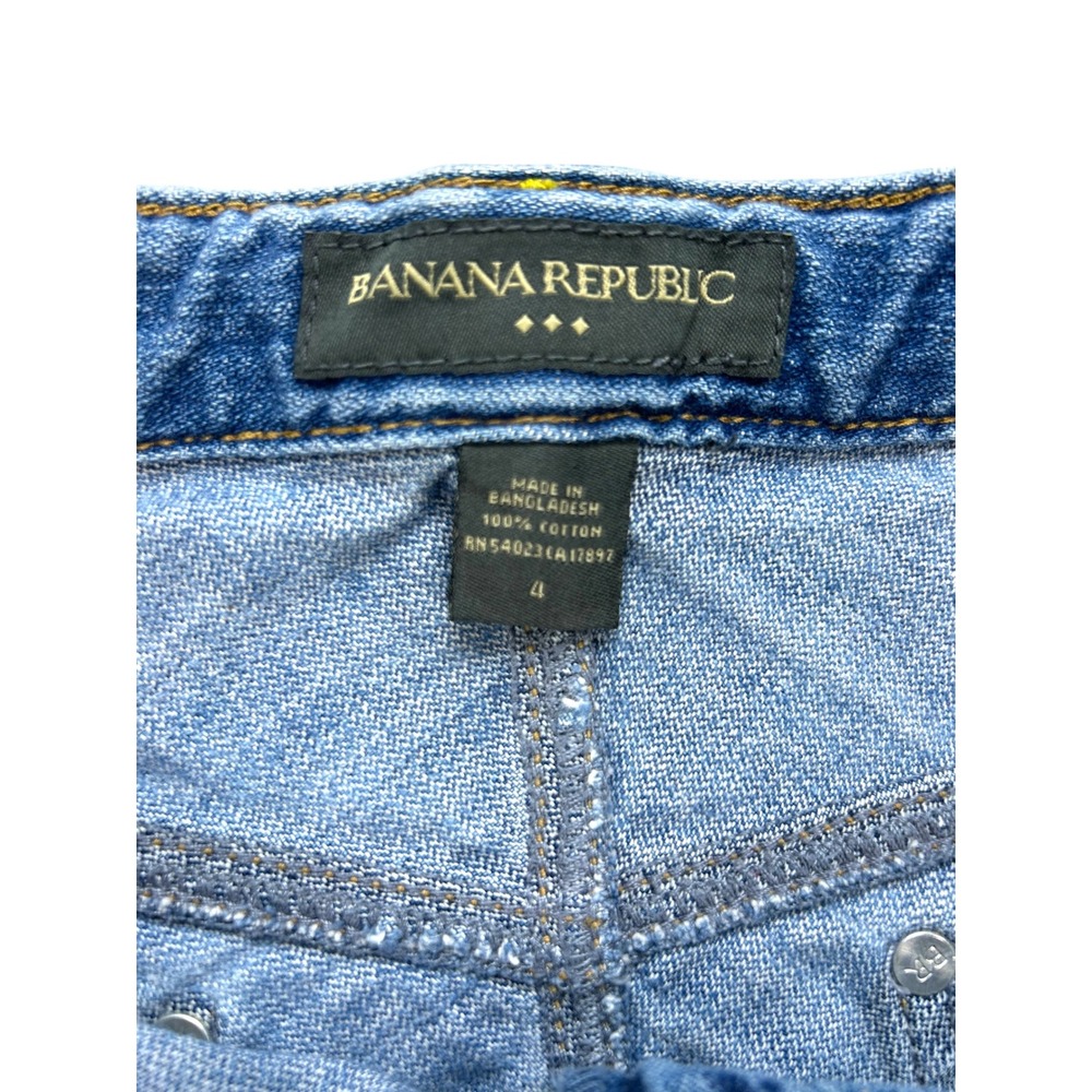 Banana Republic Womens Denim Mini Skirt Blue Cotton A-Line Size 4 Medium Wash - Picture 2 of 7